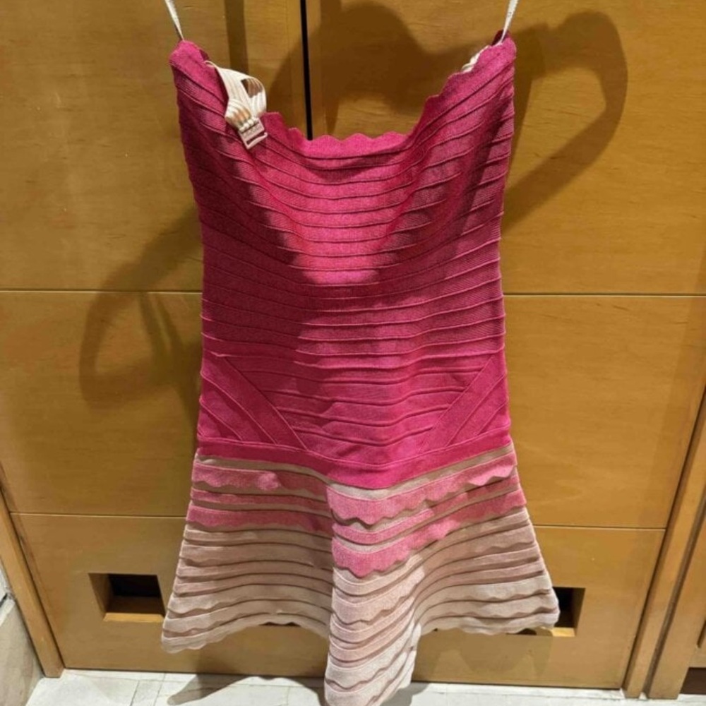 Herve Leger Pink Ombre Bandage Mini Dress